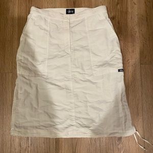 Stussy White Nylon Midi Skirt Drawstring Hem Size 7